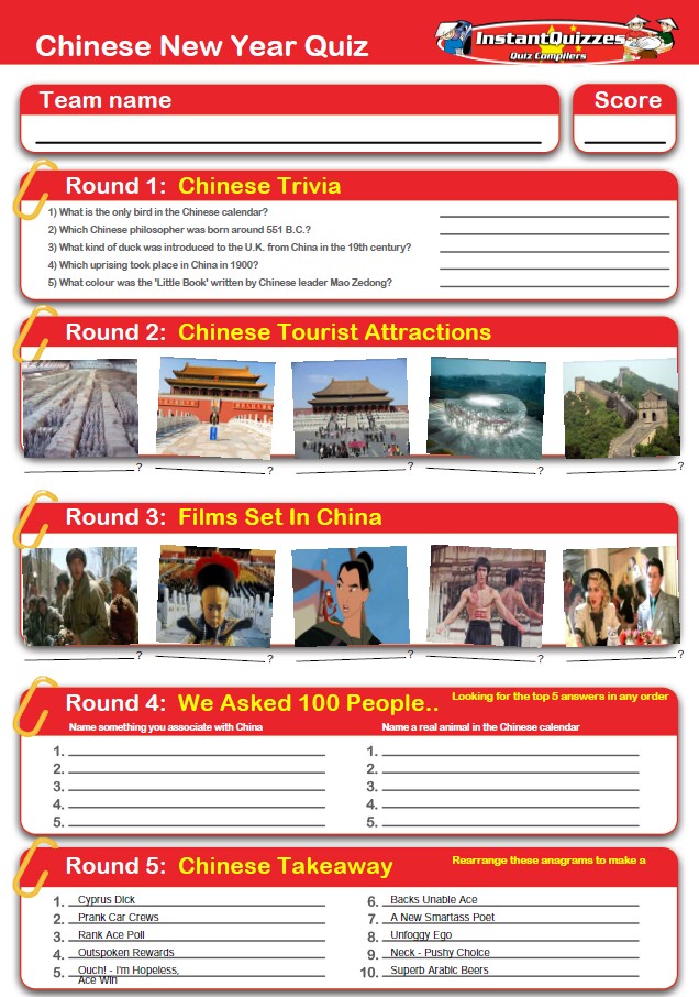 quiz questions on chinese new year