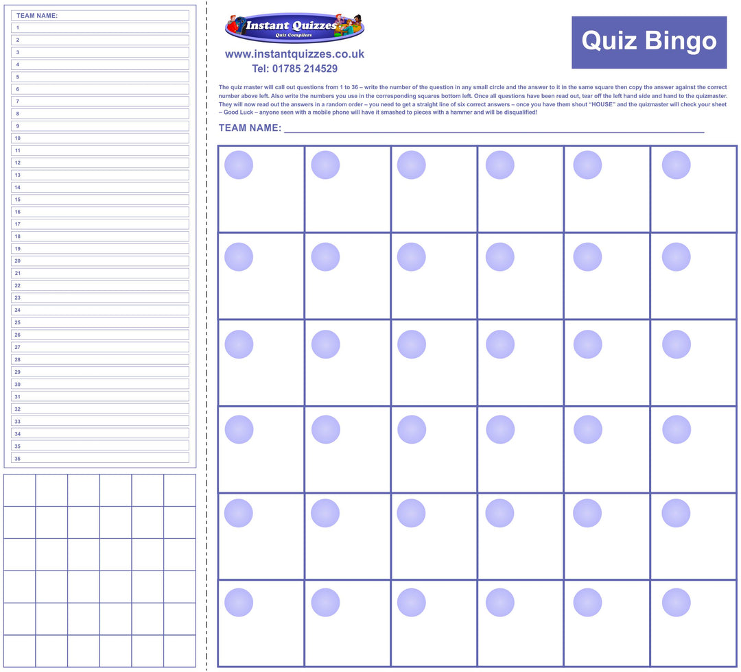 Free Big Bingo Quiz