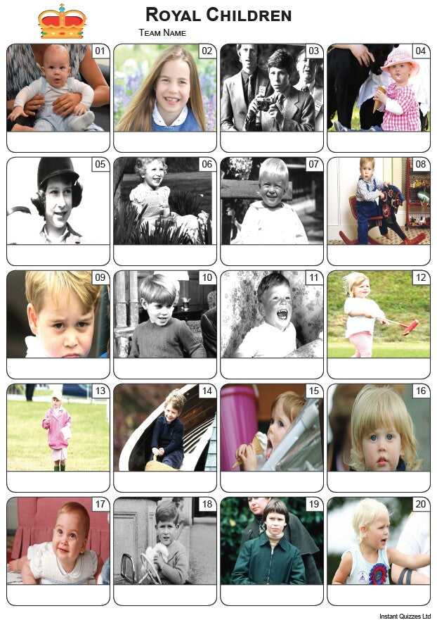 Royal Children -  Picture Quiz PR2356