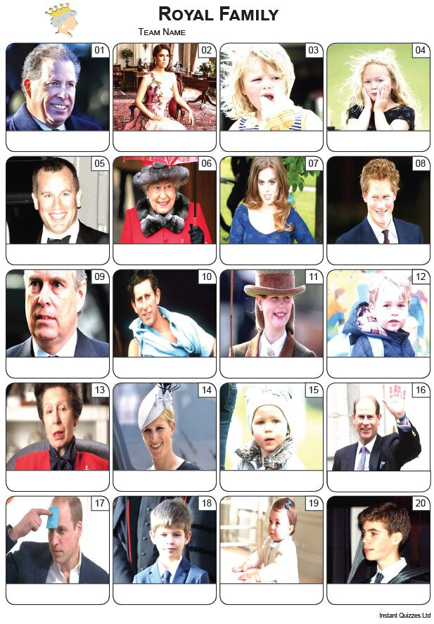 Royal Family -  Picture Quiz PR2357