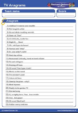 Tv Anagrams Handout Quiz A Table Quiz Round To Download And Print Name The U S States