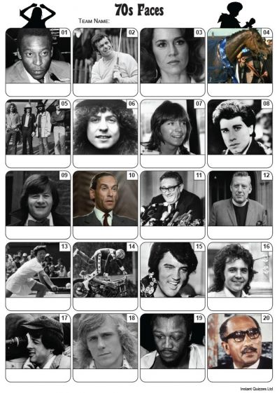 Faces Of The 1970s Picture Quiz Pr2215