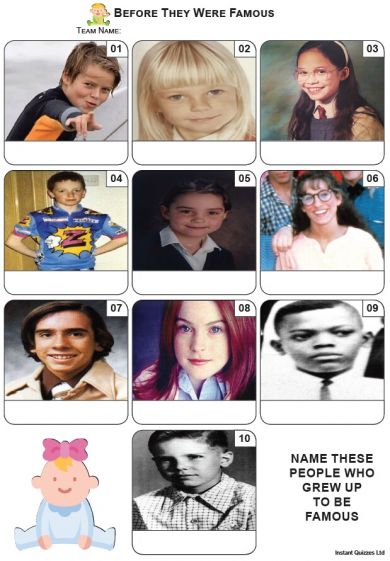 Before They Were Famous - Mini Picture Quiz Z3839